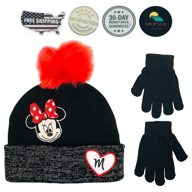 Conjunto De Gorro Y Guantes Para Niña De Minnie Mouse Para El Frio Invierno