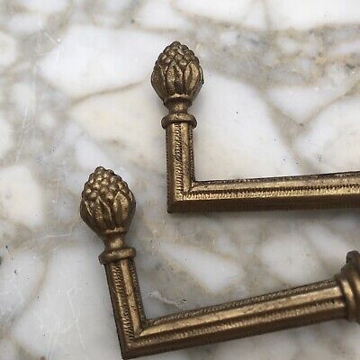 Vintage PAIR French Antique Brass Drapery Curtain Holdback Towel Hook Victorian 2