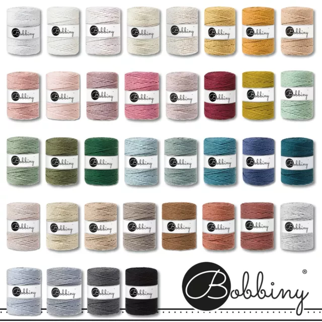 Bobbiny 100M Makramee-Kordel Ø 5 MM Triple Girado Decoración Pared 36 Colores