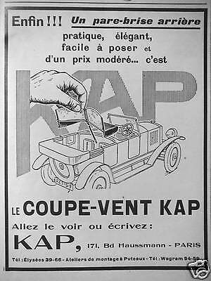 PUBLICITÉ 1927 LE DOSEUR AUTOMATIQUE KAP C'EST UNE QUESTION DE CARBURATION 