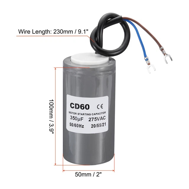 Condensador CD60 200uF 275V Para Motor – Arranque De Compresor, Aire Acondicionado, Lavadora, Ventilador (50/60Hz)