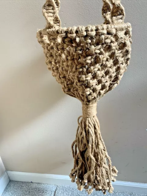 Macrame Jute Plant Hanger HANGING POT HOLDER 60” Ceramic Orange BUTTERFLY (#256) 5