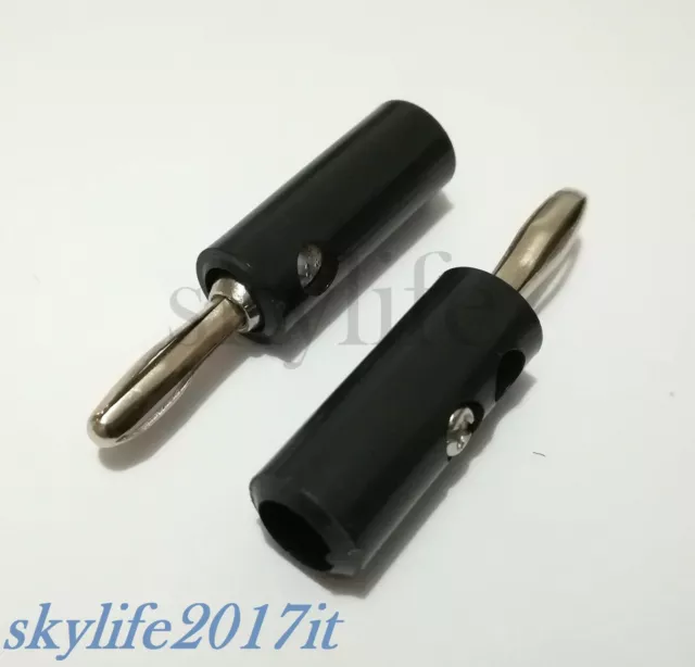 2 pz Spina a banana NERA 4mm - 2 pezzi connettore banane maschio nero