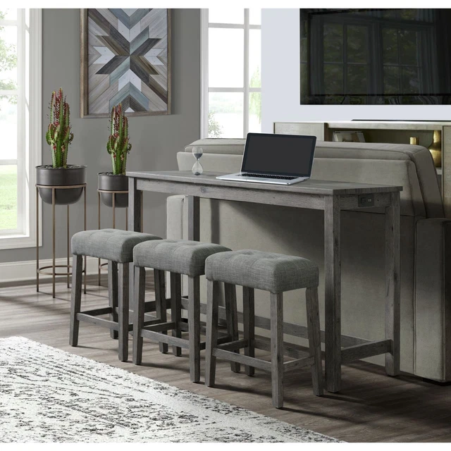 Picket House Furnishings Turner Multipurpose Bar Table Set in Charcoal