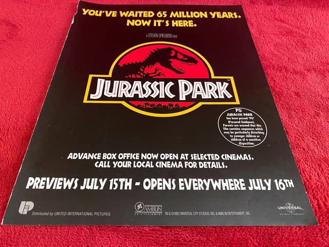 Pad13) Filmwerbung 12X9" Jurassic Park: Laura Diene