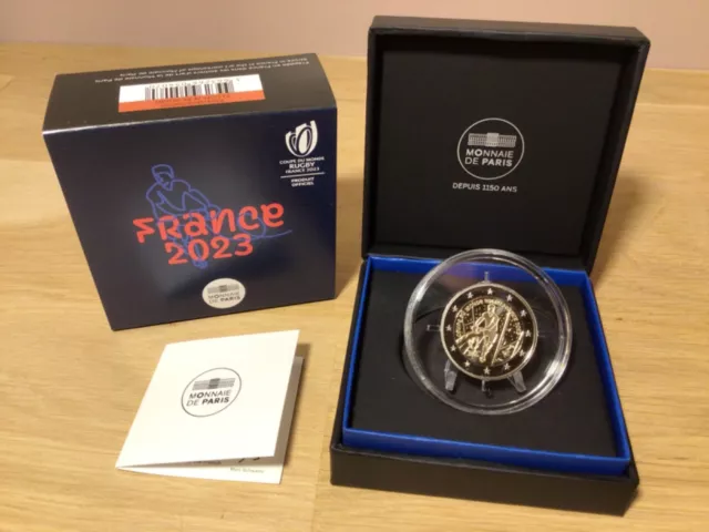 Coffret 2 euro BE France 2023 Coupe du Monde de Rugby commémorative pièce