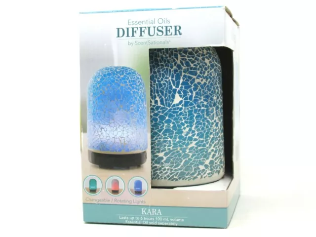 ScentSationals Essential Oil Diffuser Kara Mosaic Changeable Rotating Light Blue