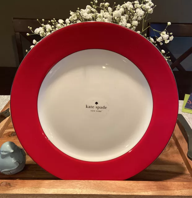 KATE SPADE LENOX RED RUTHERFORD Circle Dinner Plate 11” NEW! Kate Spade NY NWT!!