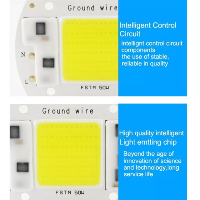 220V Projecteur LED 20W/30W/50W Maïs Puce Intégré Smart Ic Driver Lampe Blanc #