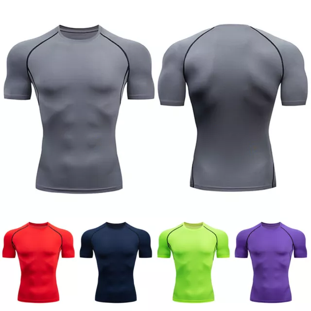 Camicia A Compressione Da Uomo Camicia Fitness Atletica Strato Base Top ☆