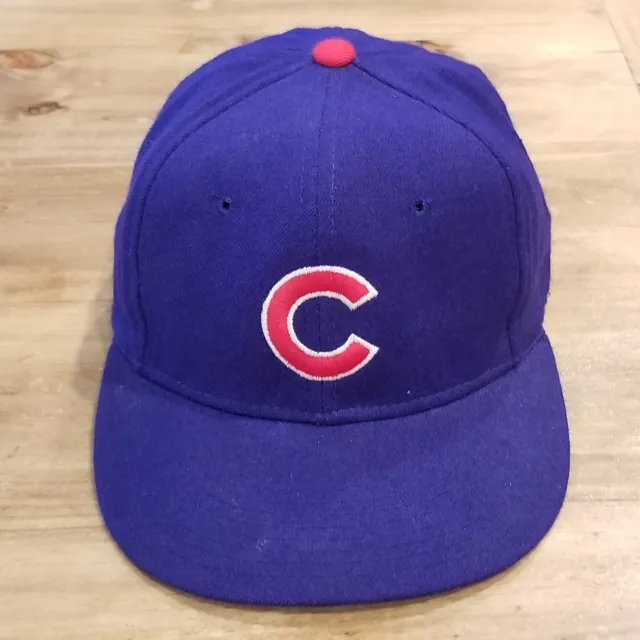 Vintage Chicago Cubs New Era Hat Cap Size 7 1/4 Fitted Diamond Pro Wool Made USA