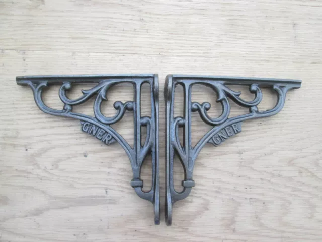 6" PAIR GNER RAILWAY antique Vintage style cast iron shelf bracket wall mounted