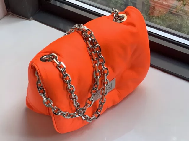 Maison Margiela Glam Slam Orange Leather Chain Shoulder  Crossbody Bag