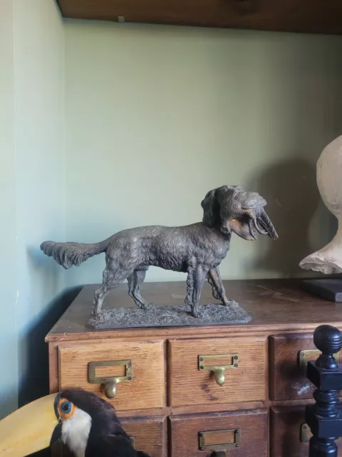 Antique Vintage Bronzed statue sculpture classical bust model Gun dog