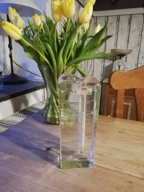 70s Glasblock "Solifleur" Vase Blockglas Bubbles Bleikristall über 2Kg Sammlung