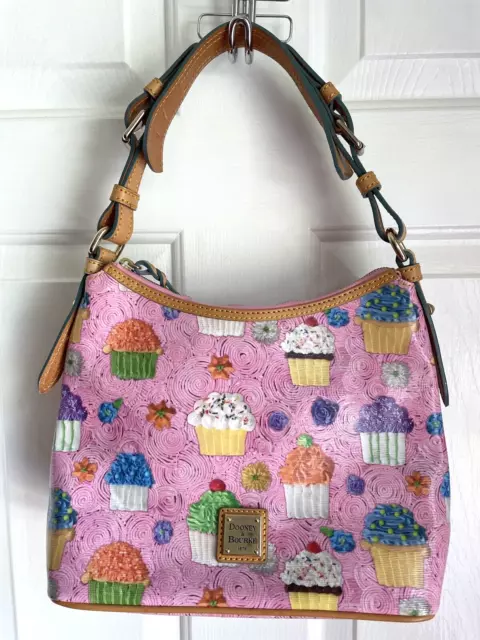 Dooney & Bourke LUCY Shoulder Bag Coated Canvas PINK Cupcakes Fun Cream Swirls