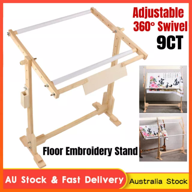 9CT Adjustable Wood Cross Stitch Frame Tabletop Floor Stand Embroidery Tapestry