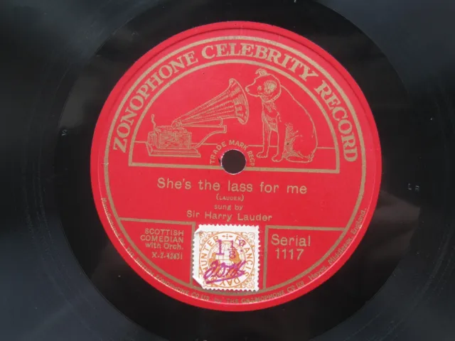 Harry Lauder 78 Rpm She's The Lass For Me 1913 Uk Zonophone Celebrity  1117