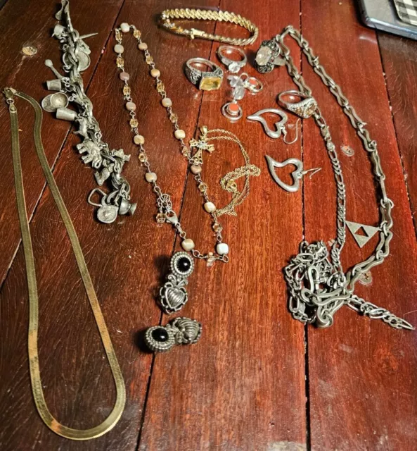 Wearable Sterling Silver Vintage And Modern Jewelry Lot Not Scrap