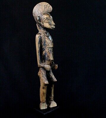 Art Africain Tribal - Ancienne Statue Senoufo Senufo sur Socle en Bois - 45 Cms