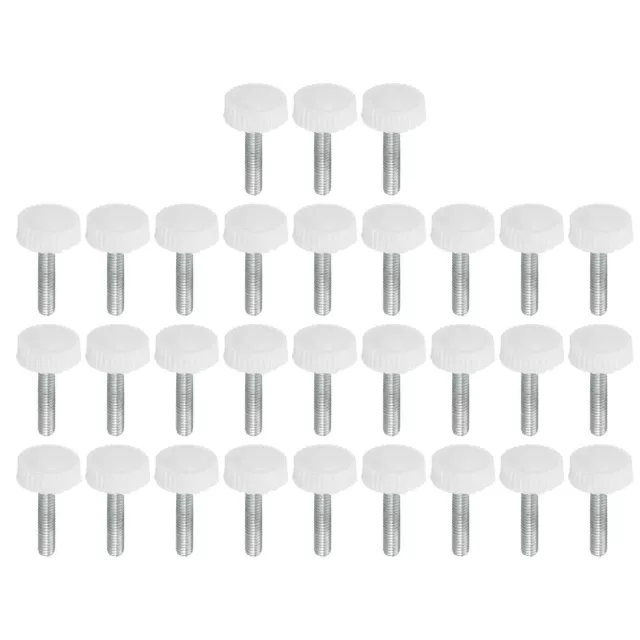 30pcs M4x20mm Knurled Thumb Screw Clamping Screw Knobs Grip Bolt Fasteners White