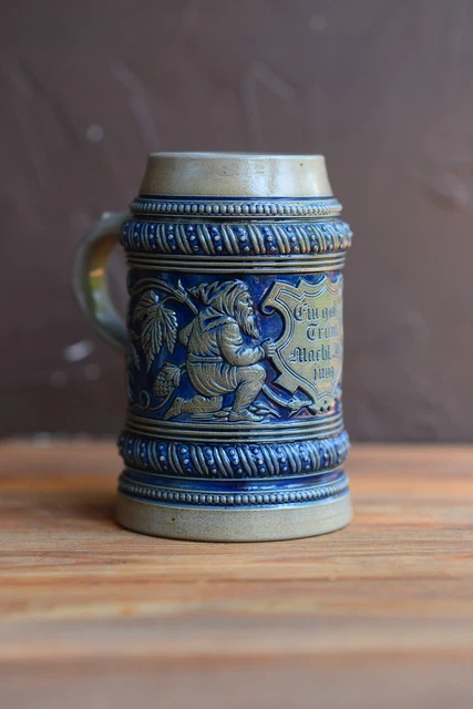 Antique Merkelbach & Wick German Beer Stein #38 Art Nouveau Gnomes Dwarf