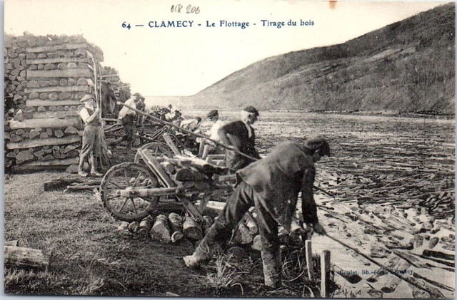 58 CLAMECY - le flottage, tirage du bois