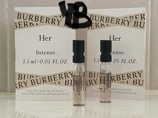 2x Burberry Her Intense Eau De Parfum Sample Spray .05oz, 1.5ml Each, L@@K!