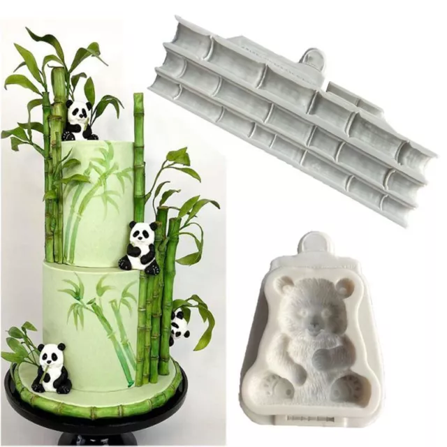 Bamboo Panda Shape Silicone Mold Decoration Fondant Cake Chocolate Candy Mo#w#