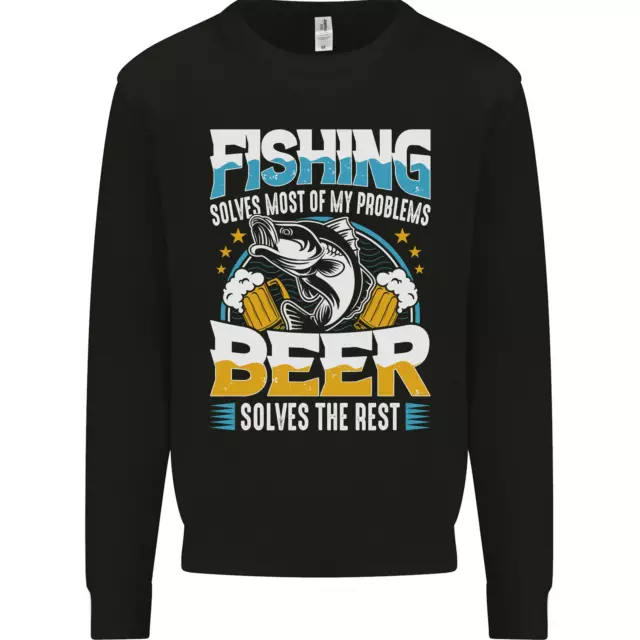 Felpa maglione da uomo Fishing & Beer divertente pescatore alcol