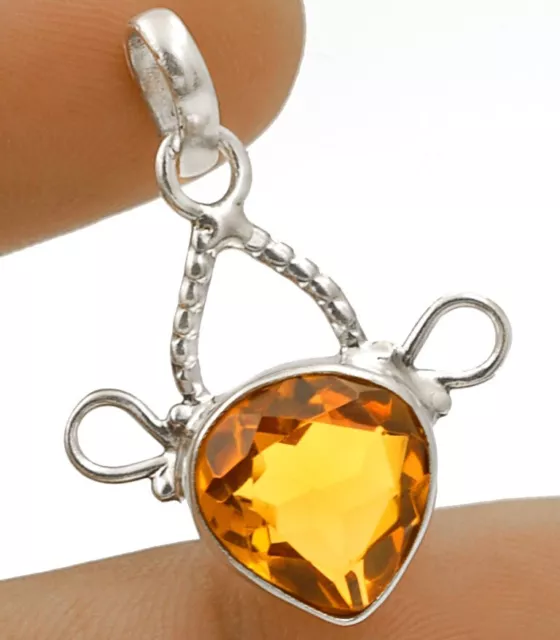 5CT Natural Golden Citrine 925 Sterling Silver Pendant 1 1/4" Long NW10-7