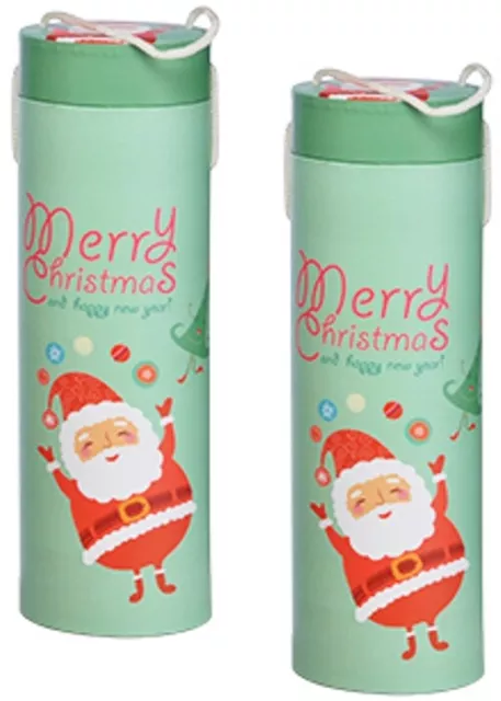 2x Geschenkschachtel Geschenk-Box Geschenkverpackung rund Geschenkbox grün