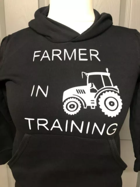 farmer in training tractor black hoodie choose size unisex Children