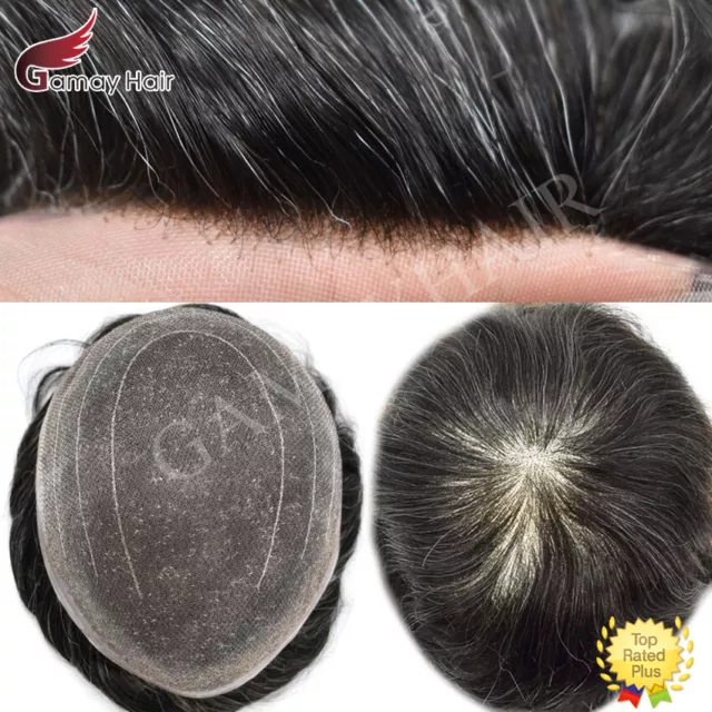 Peluca de encaje mono soldado suizo para hombre con peinado tupé para hombre reemplazo del sistema de cabello