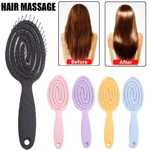 1x Detangling Hairbrush Nylon Bristle Hair Scalp Massage Brush Women Hair V3J4