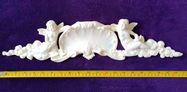 Large French Antique Louis Xvi White Resin Wall Mirror Moulding Decoration