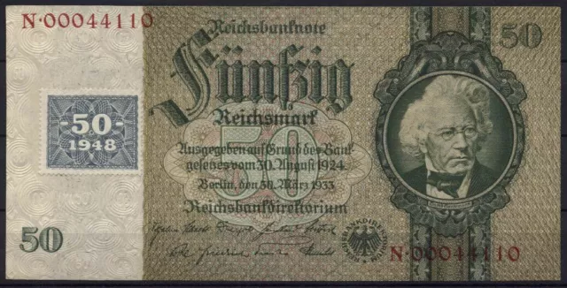 [12579] - 50 DM SBZ/DDR KUPONAUSGABE 1948, Ros. 337d (= 60,00) - Serie N,  ungeb