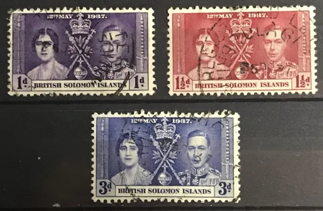 British Solomon Islands 1937 Kgvi Coronation Set Fine Used Sg 57-59