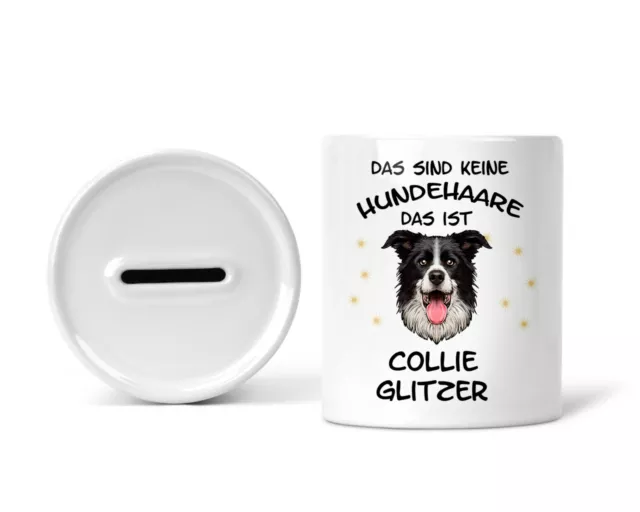 Sparschwein Spardose Sparbüchse mit Border Collie Hund Spruch Hundebesitzer Dog