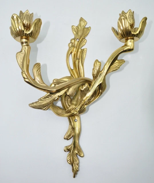 Vintage Candelabra Wall Sconce 2 arm Solid Brass tulip ornate