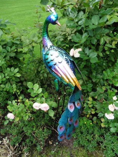 bunter Dekovogel Deko-Vogel Pfau Garten-Dekoration Gartendeko Kunstvogel Figur