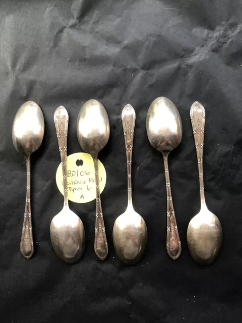 VTG Approx.1952 Walker & Hall Silver-Plate Ornate Teaspoons (Six) (I.34/BD/06) 3