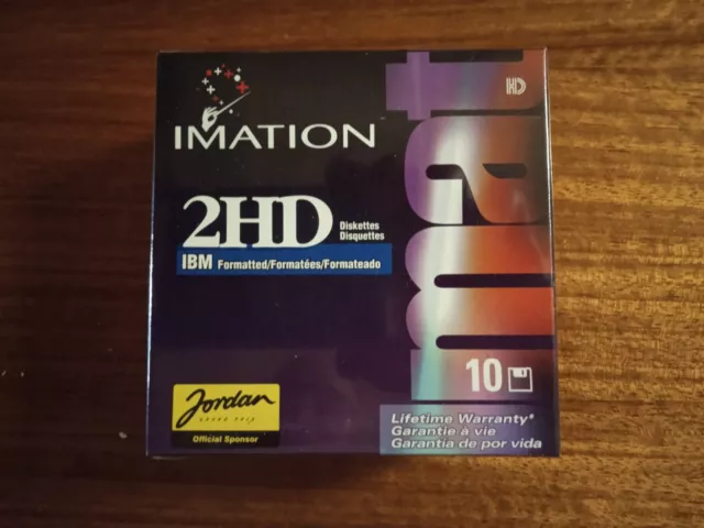 Boite de 10 disquettes 3,5" 3"1/2 Imation 2HD haute densité 1,44 Mb Jordan