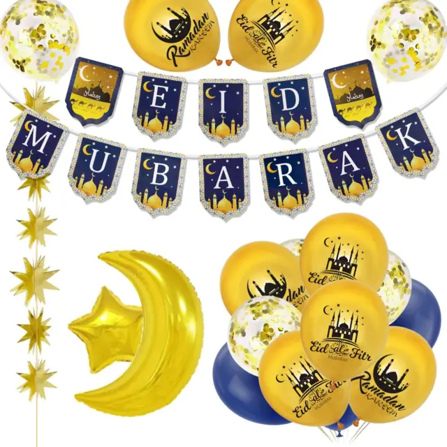 HOWAF Eid Mubarak Banner Palloncini Decorazioni Set 20 Pezzi Eid Mubarak Pa
