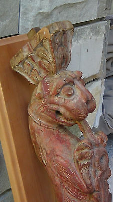 ANTIQUE 18c CHINESE WOOD CARVED TEMPLE DRAGON ARCHITECTURAL ELEMENT STATUE 3