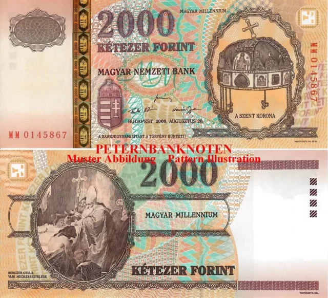 UNGARN / HUNGARY  2.000 Forint 2000  FOLDER Unc  P. 186a  62395# Kassenfrisch