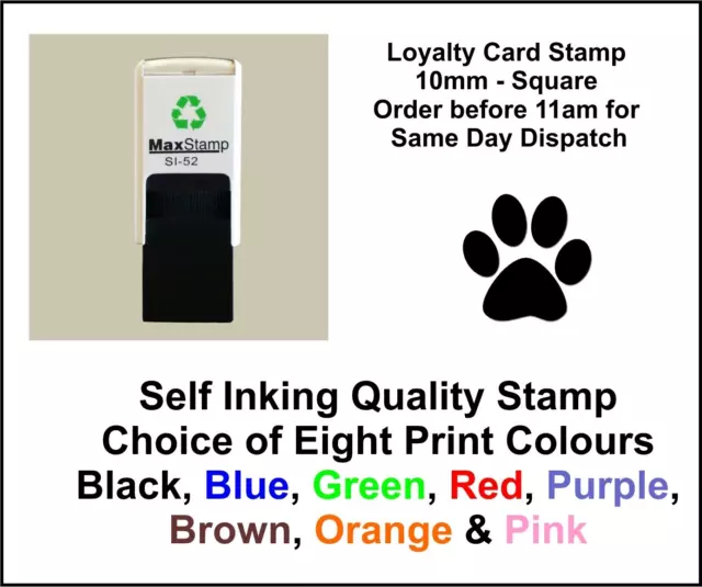 Paw Print Loyalty Card Stamp Professional Quality Self Inking - FAST DISPATCH