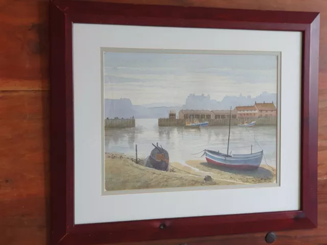 Scarborough Harbour by Frank Broadbent. Original watercolour painting