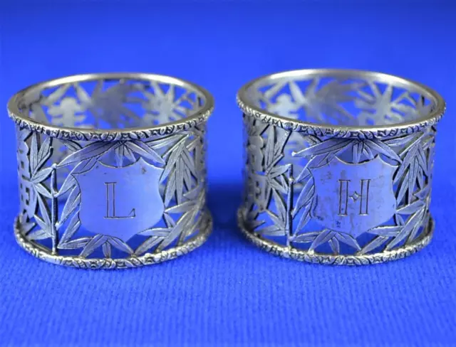 ANTIQUE CHINESE EXPORT SILVER NAPKIN RINGS - SHANGHAI 1870's to 1910's - 59.8 G. 2