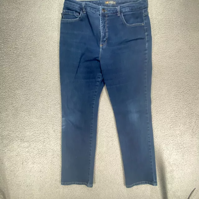 LEE WOMENS RELAXED Fit Blue Jeans Straight Leg High Rise Size 32 $13.64 ...